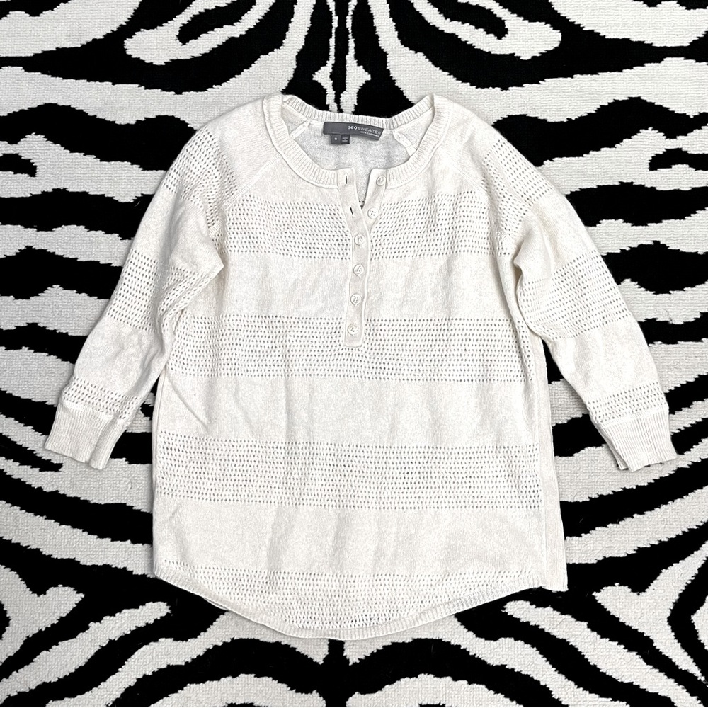 360 Cashmere Pointelle Knit Raglan Sleeve Sweater Top Size Small